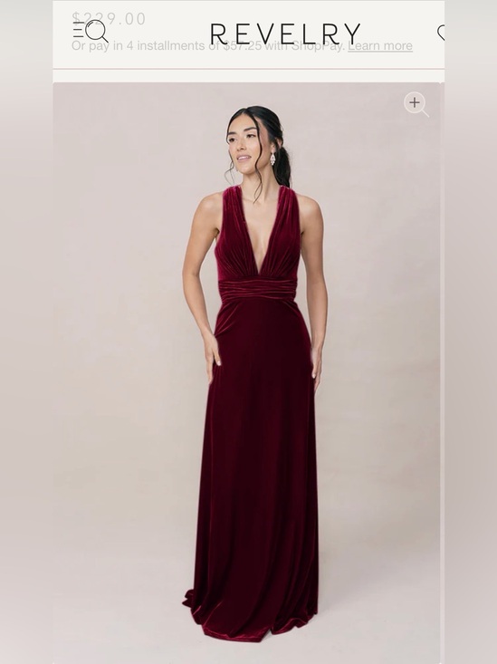 Revelry Dresses & Skirts - Revelry Burgundy Velvet Plunging V-Neck Maxi Dress